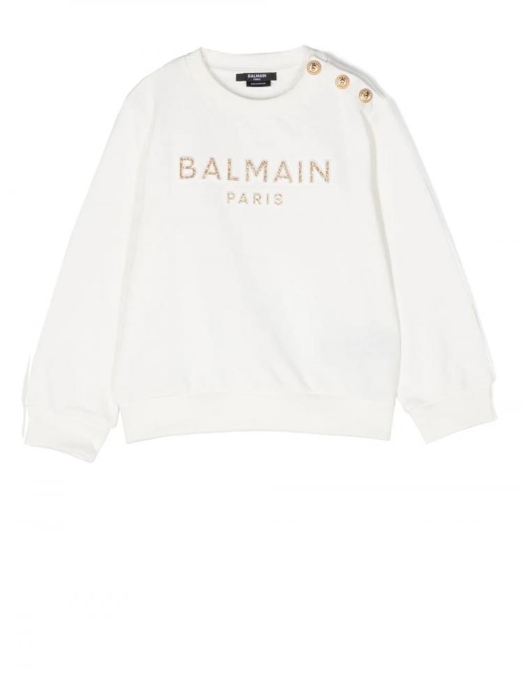 Balmain Kids - glitter-logo cotton sweatshirt