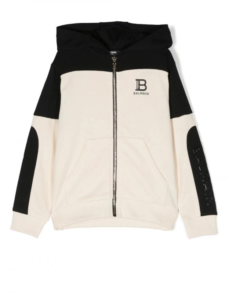 Balmain Kids - colour-block zipped hoodie