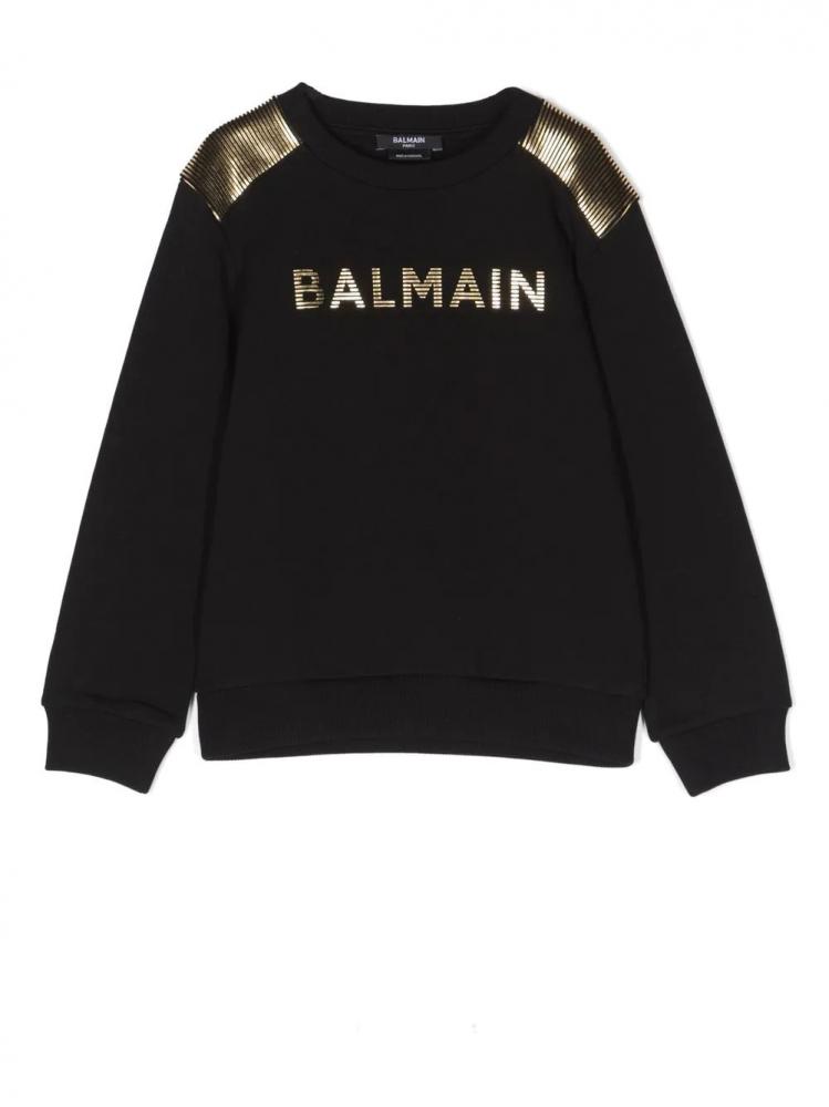Balmain Kids - logo-print crew neck sweatshirt