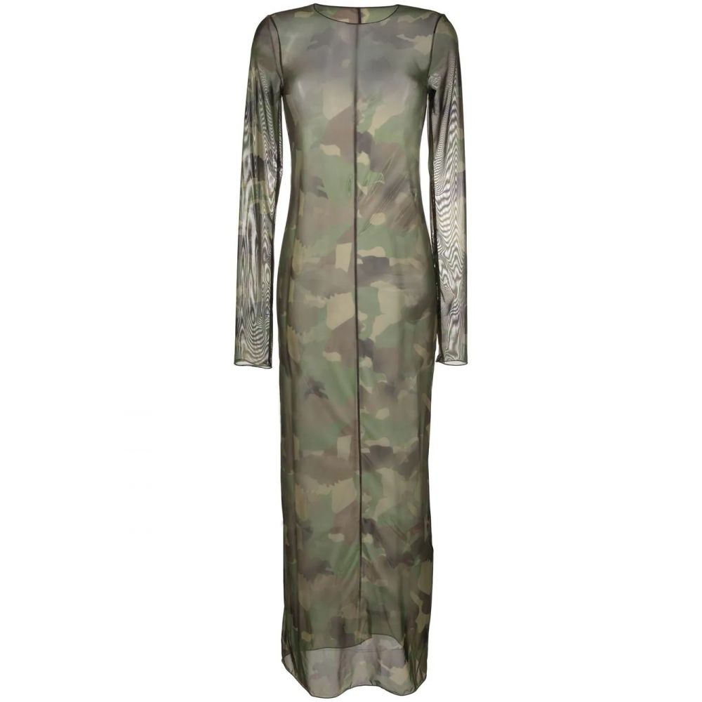 Heron Preston - sheer camouflage print maxi dress