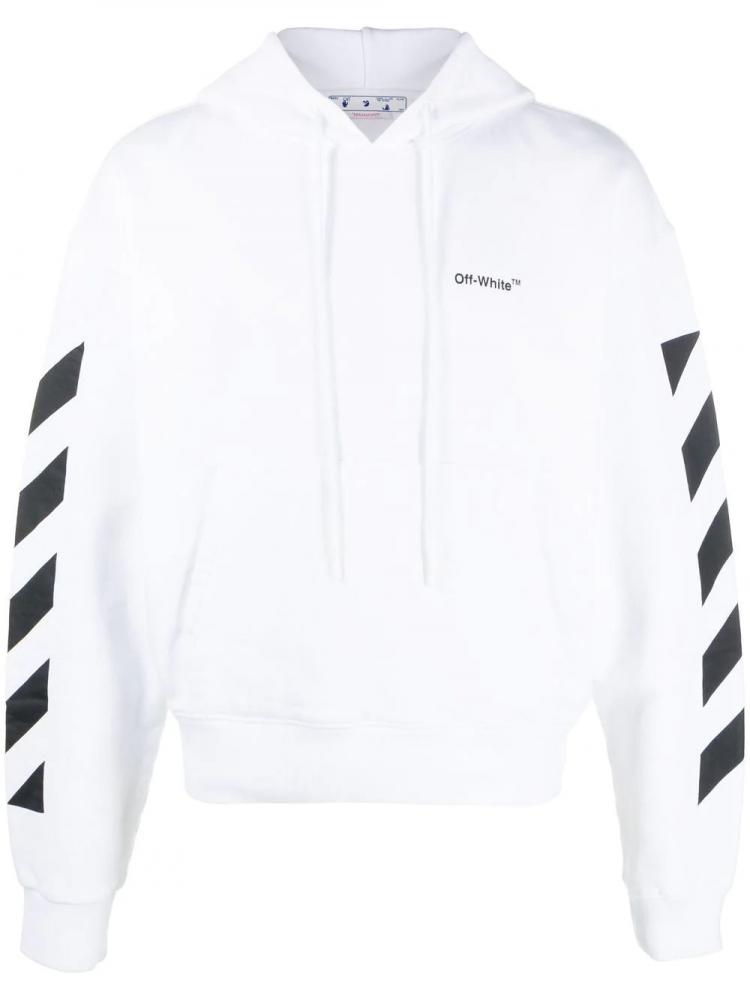 Off-White - Diag-stripe cotton hoodie