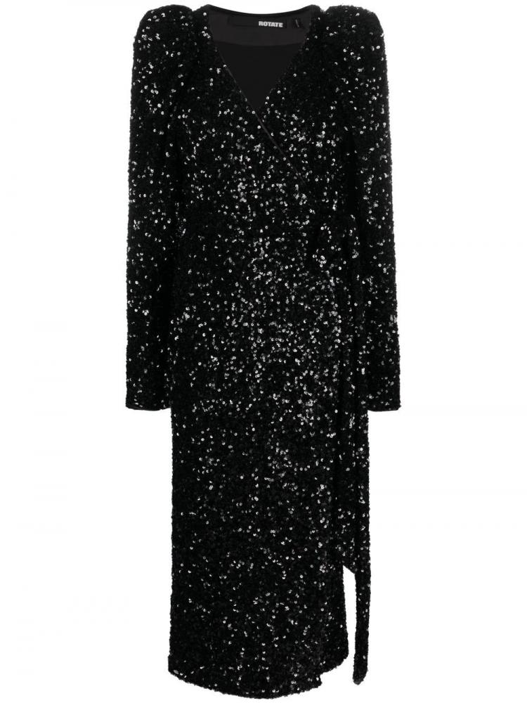 Rotate - sequin-embellished wrap midi dress