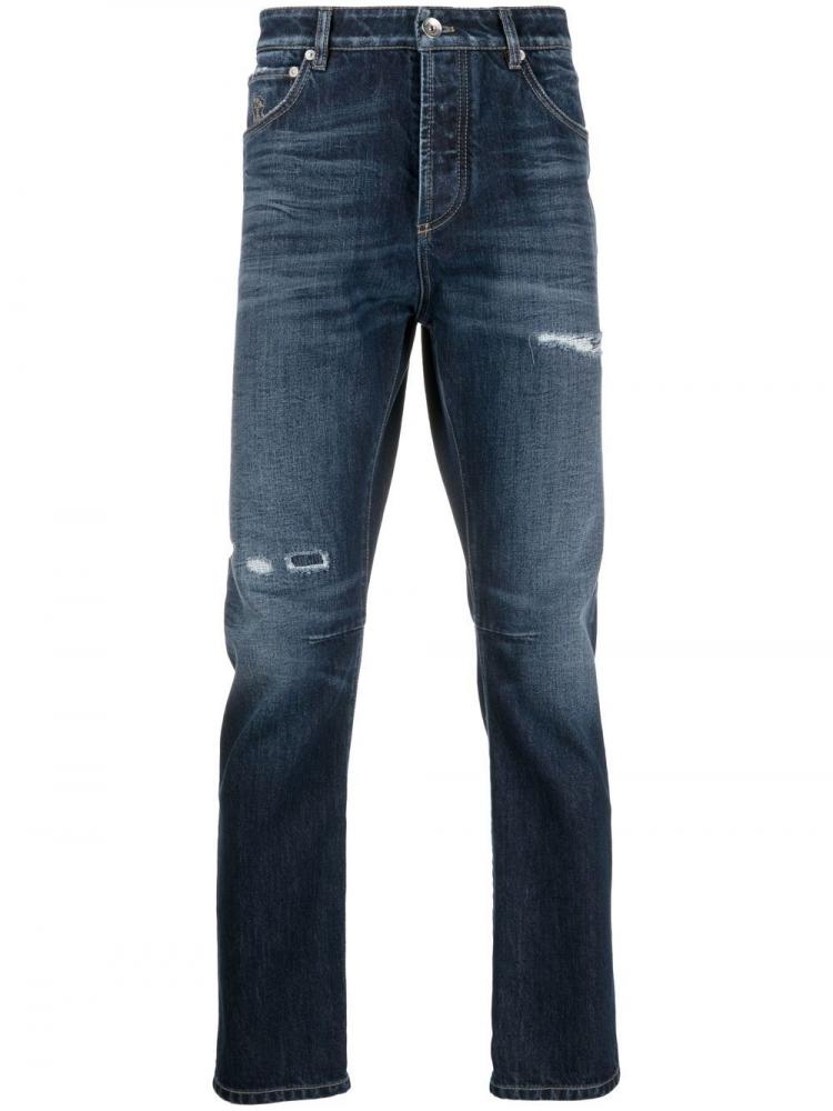 Brunello Cucinelli - Distressed straight-leg jeans