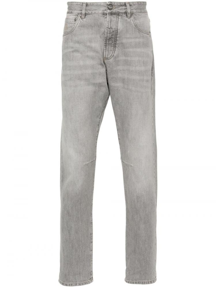 Brunello Cucinelli - logo-embroidered slim-cut jeans