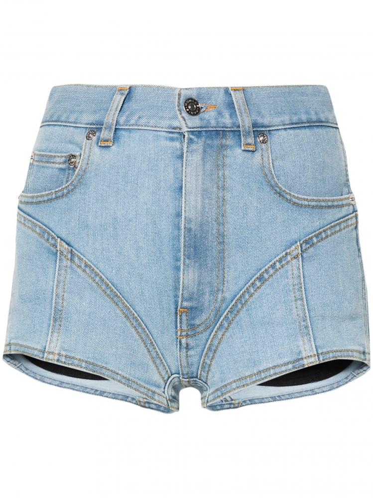 Mugler - panelled denim shorts