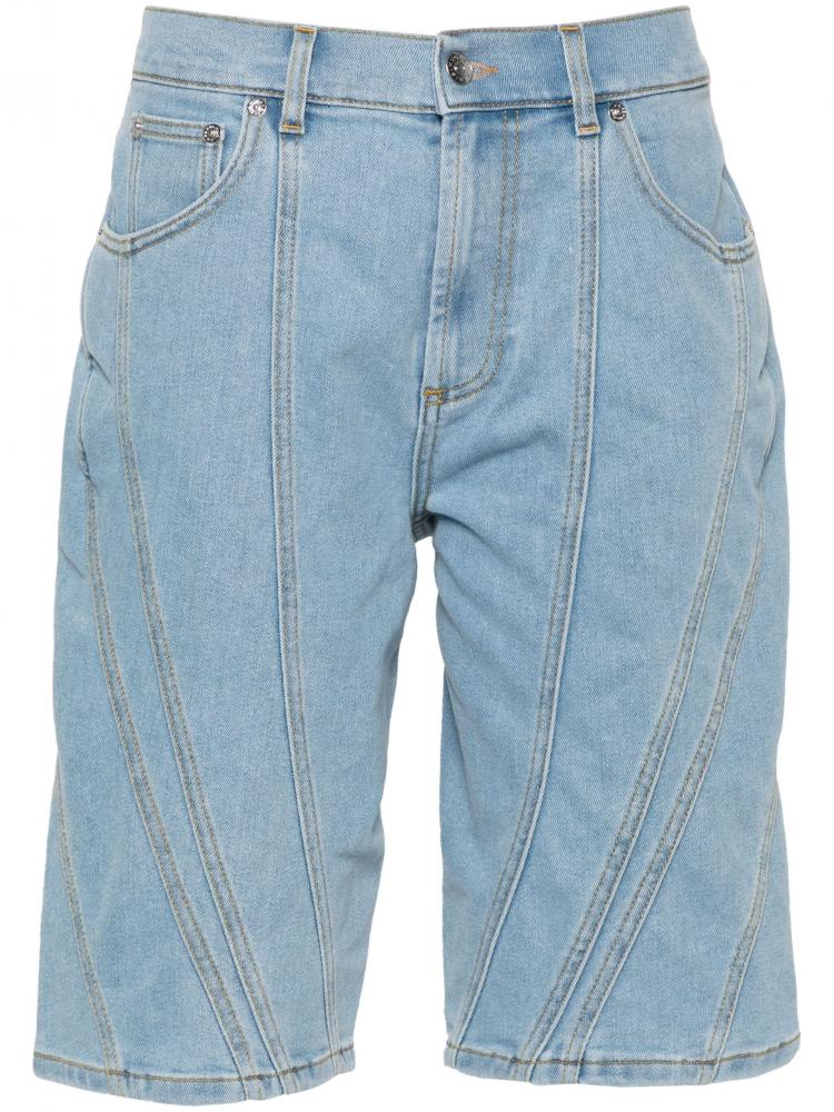 Mugler - panelled denim shorts