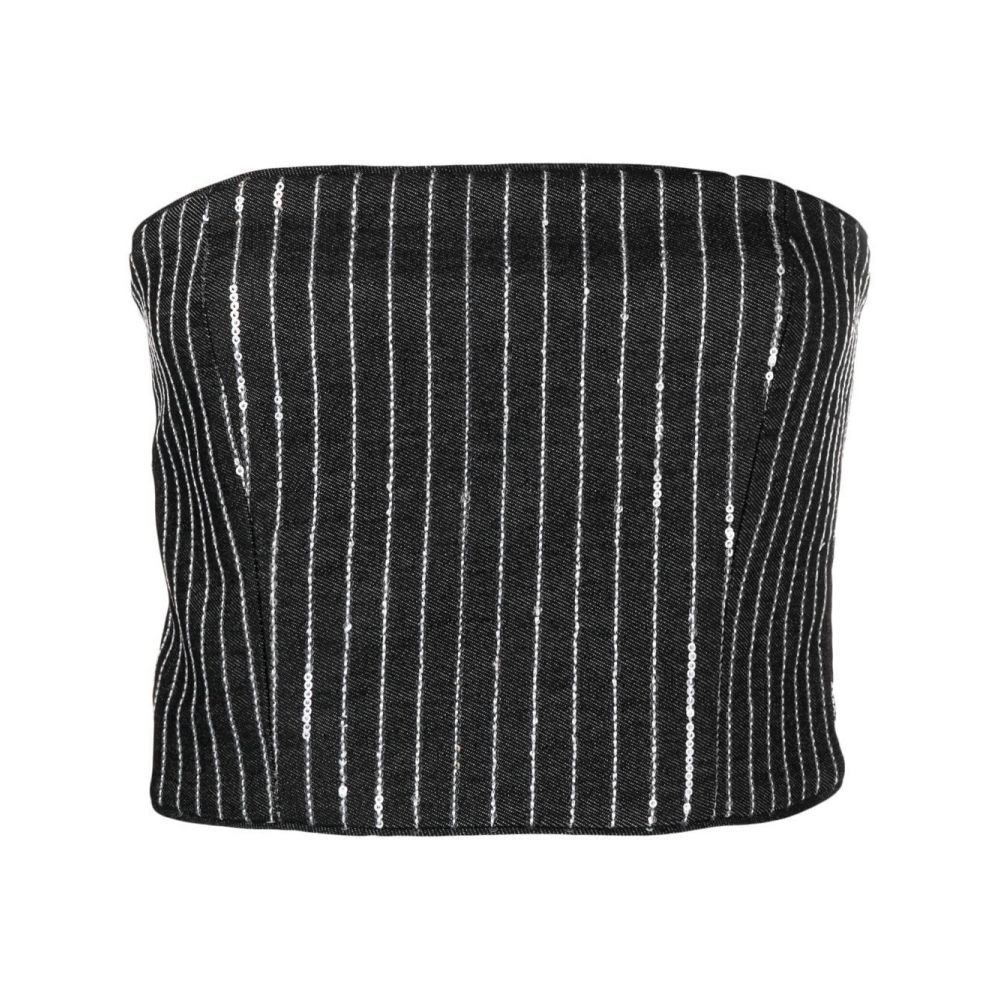 Rotate - sequinned striped cropped top