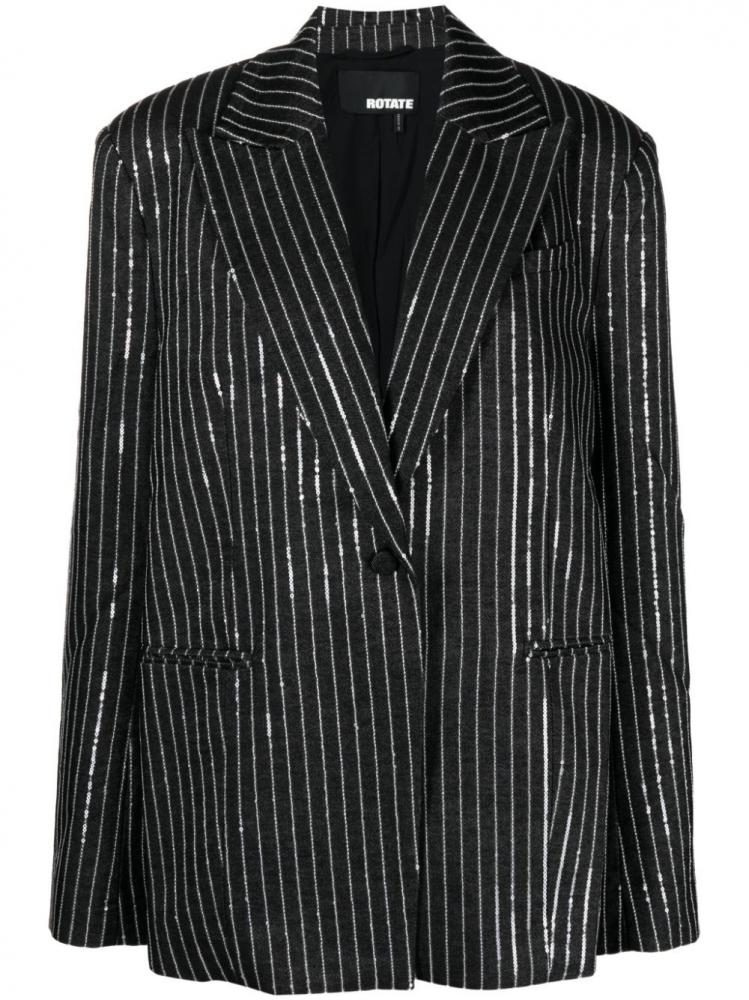 Rotate - sequinned striped single-breasted blazer