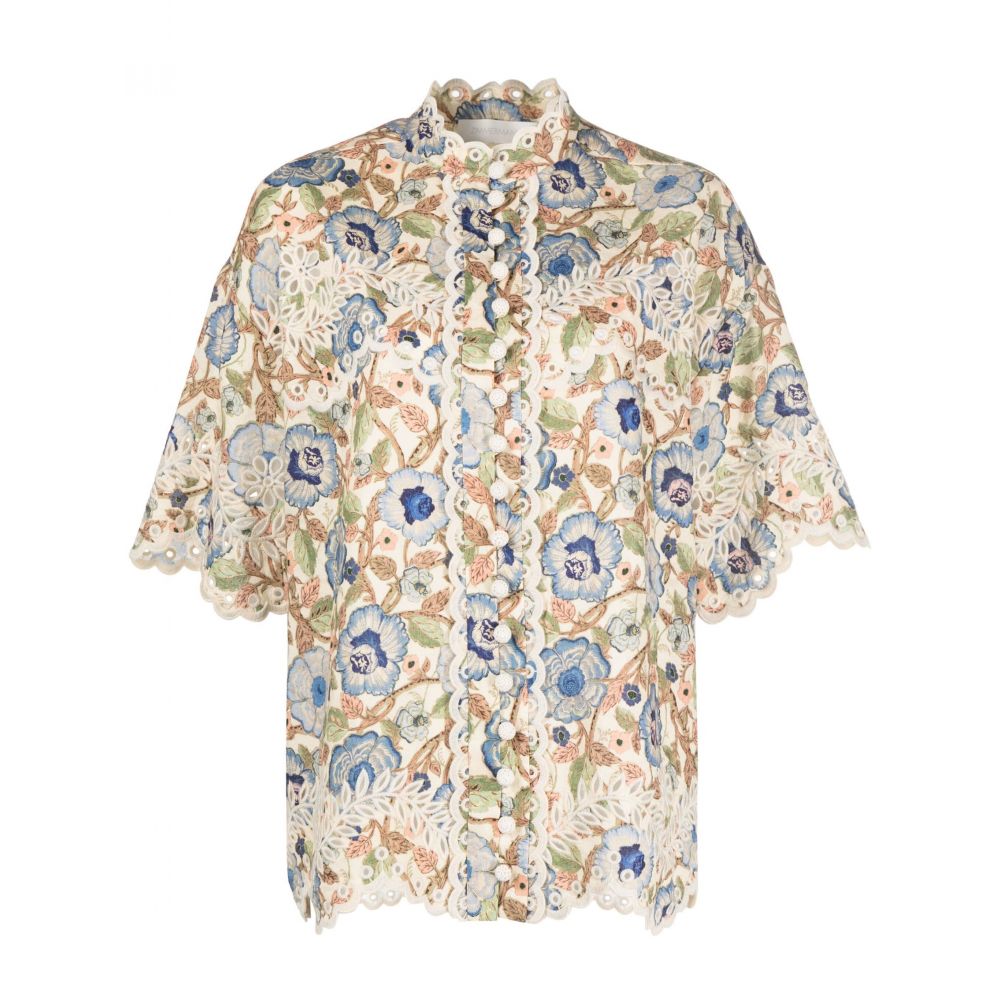 Zimmermann - Junie embroidered floral-print shirt