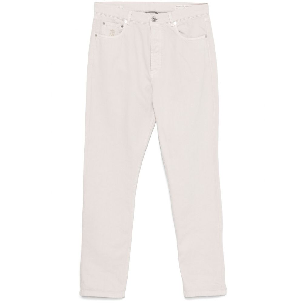 Brunello Cucinelli - logo-embroidered jeans