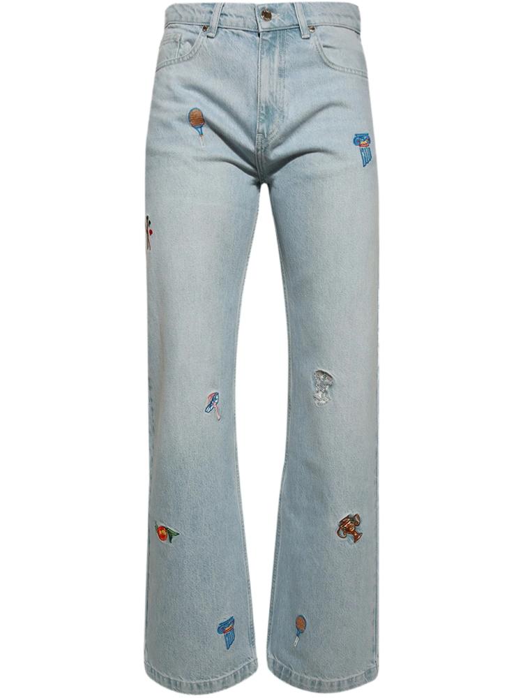 Casablanca - embroidered wide-leg jeans