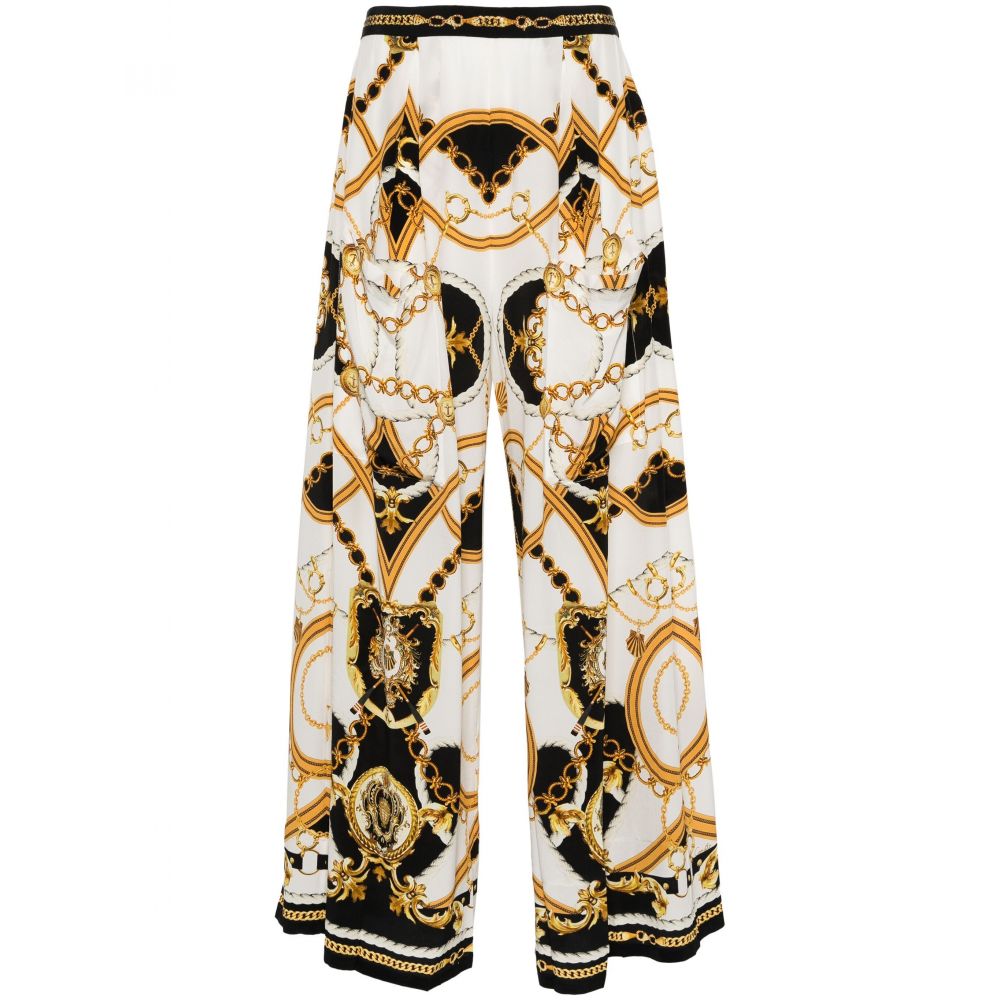Camilla - graphic-print silk flared trousers