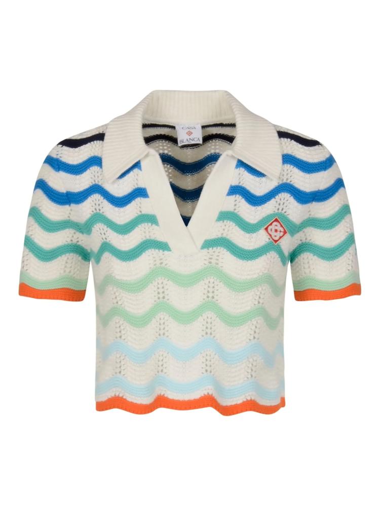 Casablanca - wave-pattern polo top