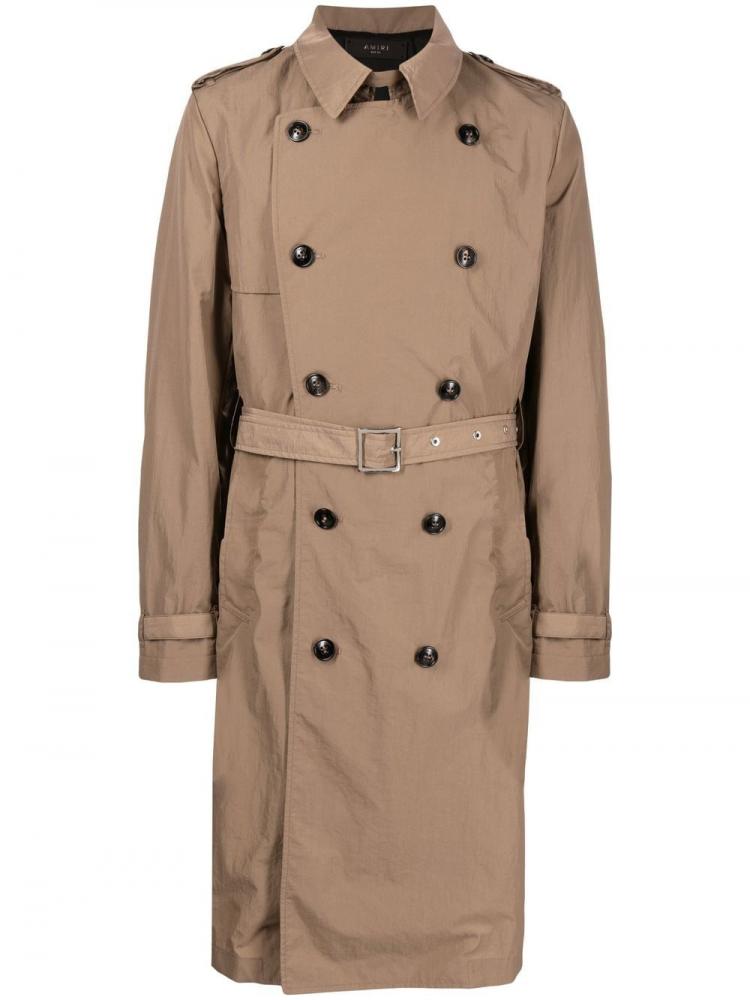 Amiri - double-breasted belted trench coat