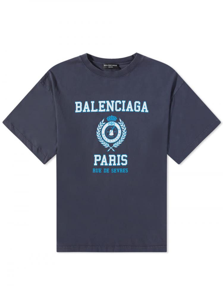 Balenciaga - blue varsity logo tee