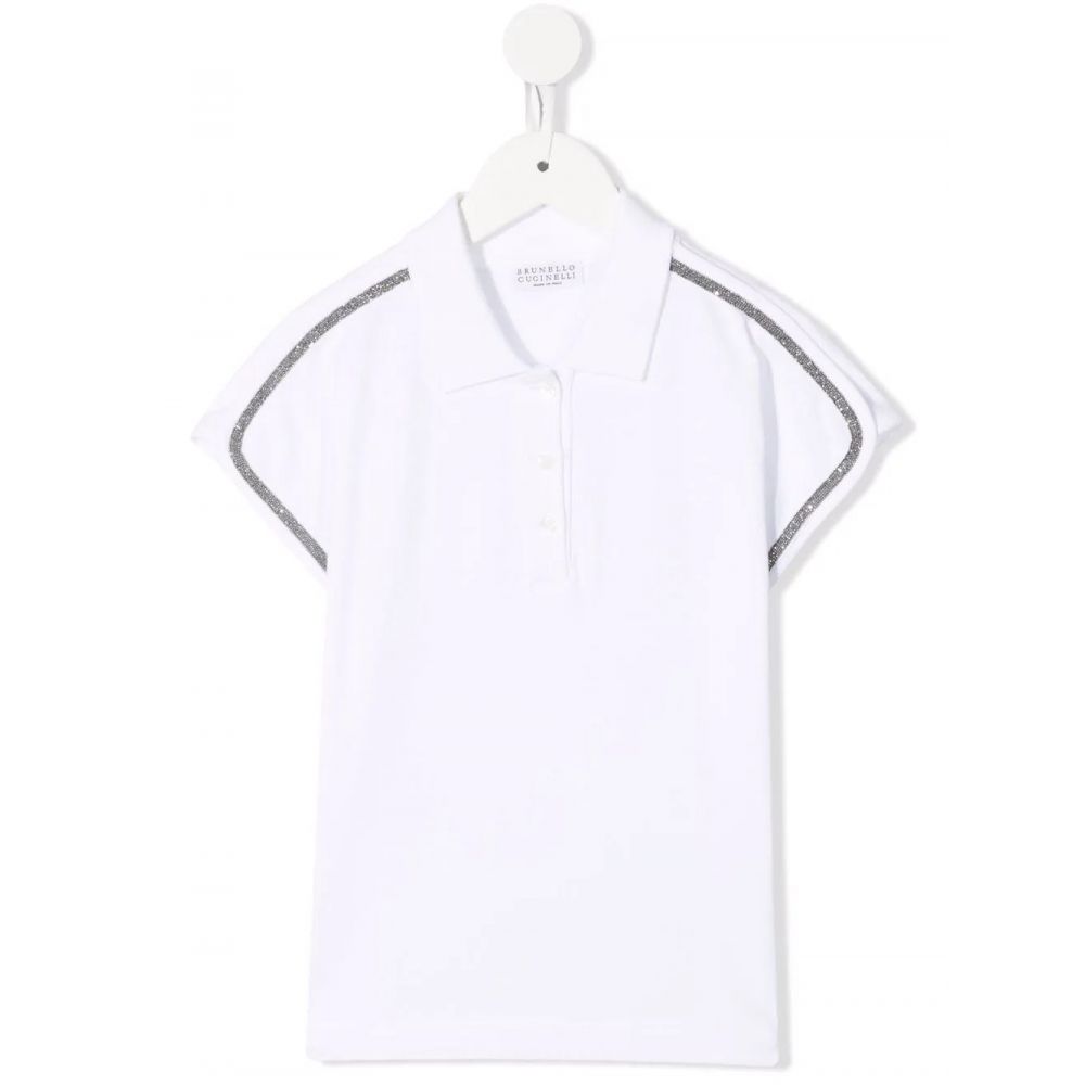 Brunello Cucinelli Kids - stripe-tirm polo shirt white