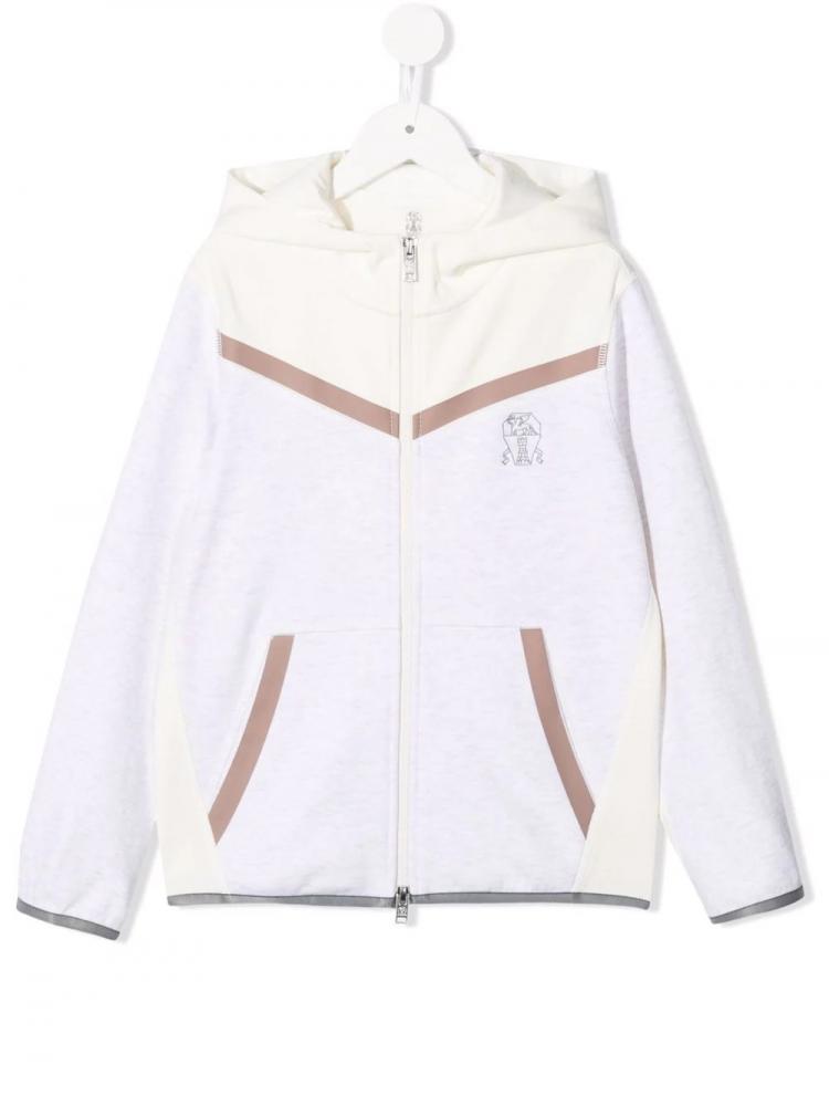 Brunello Cucinelli Kids - two-tone zip-up hoodie