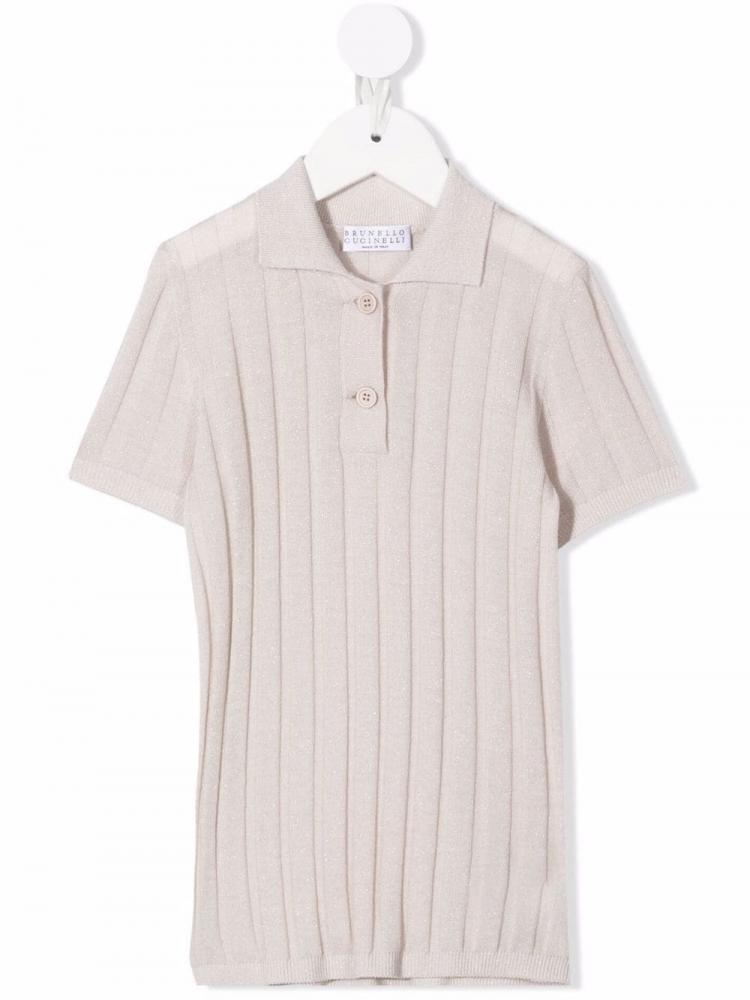Brunello Cucinelli Kids - ribbed knit polo top