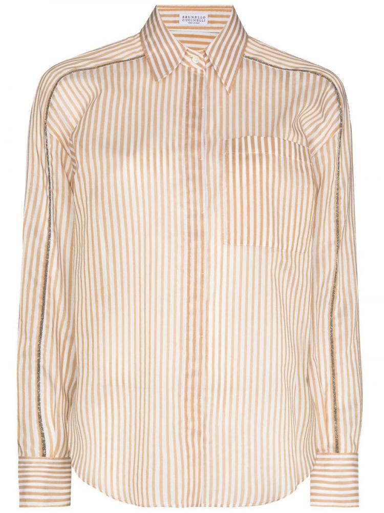 Brunello Cucinelli - embellished striped shirt