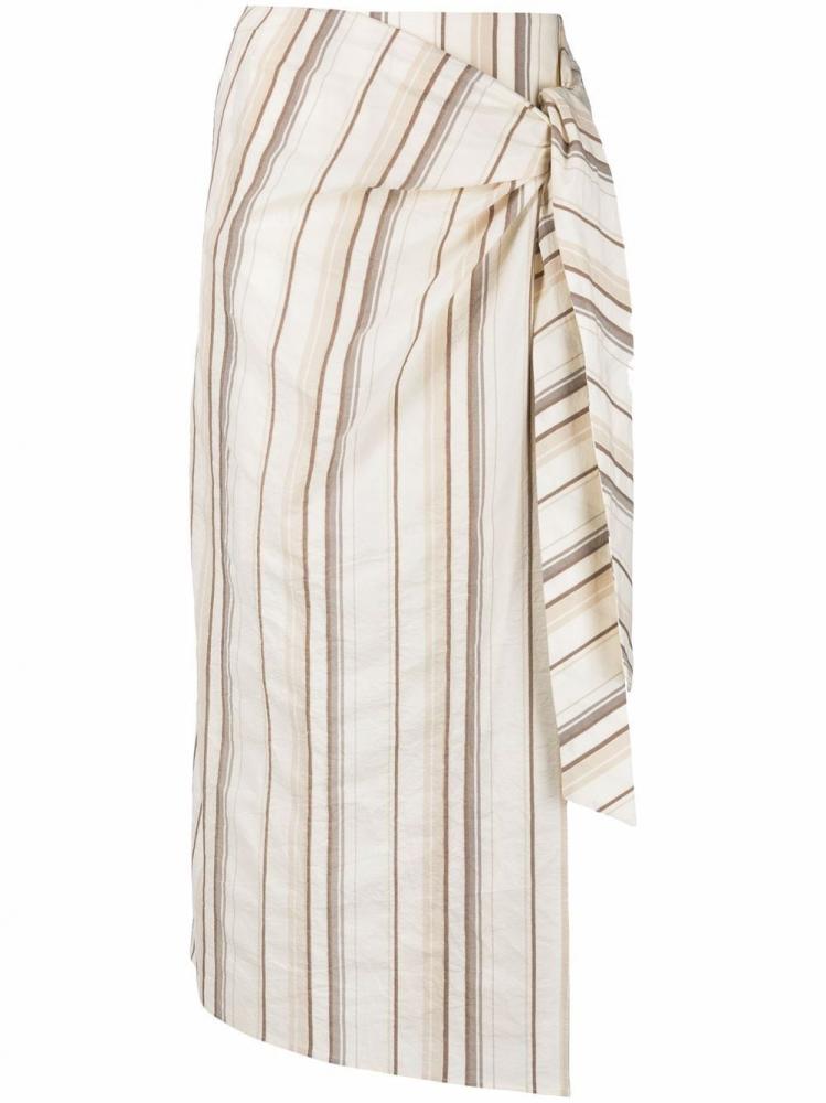 Brunello Cucinelli - striped wrap skirt