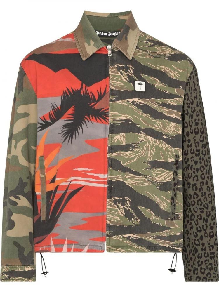 Palm Angels - patchwork zip-up shirt jacket