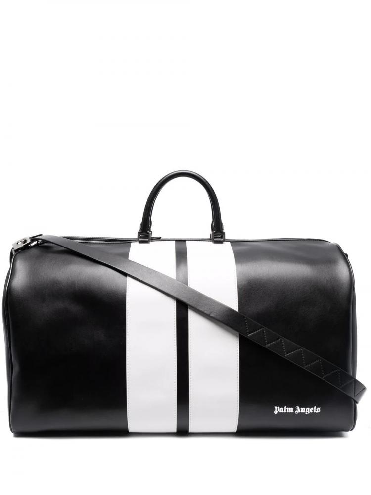 Palm Angels - contrasting-stripe detail travel bag black white
