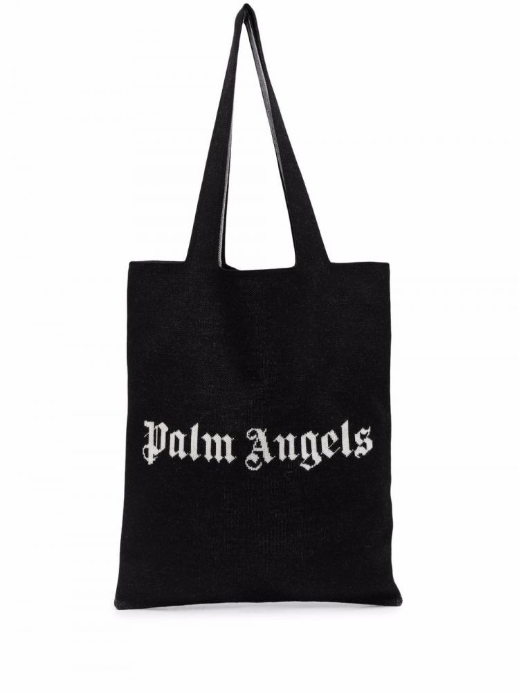 Palm Angels - logo-print tote black knit