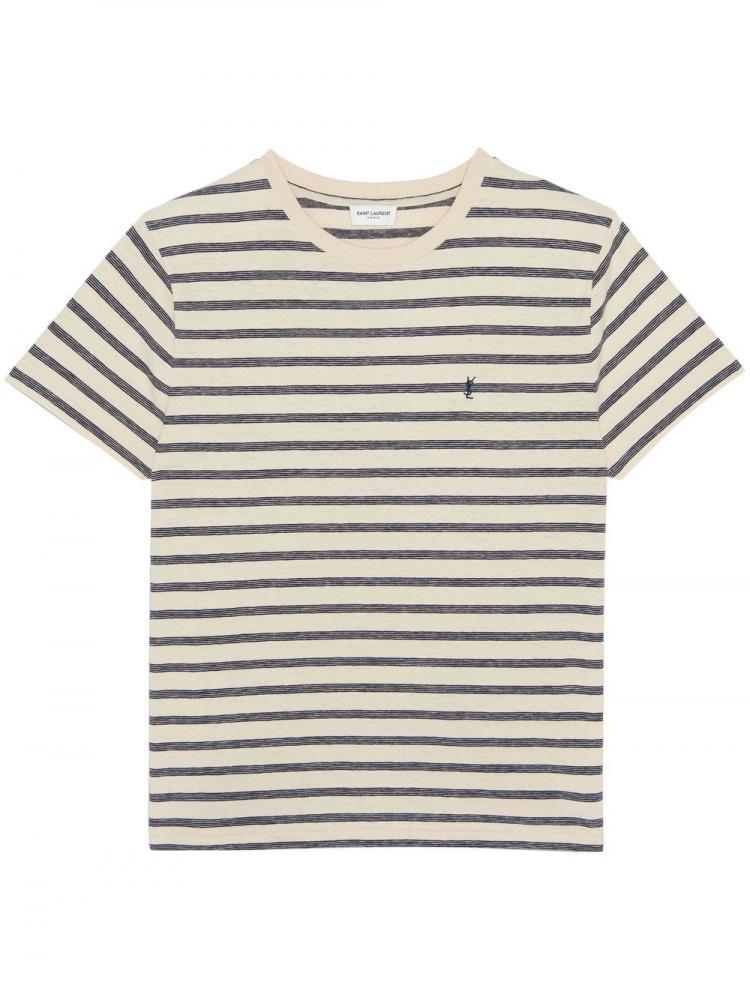 Saint Laurent - striped logo T-shirt black
