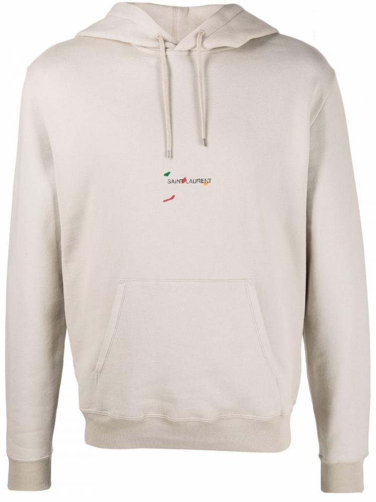 Saint Laurent - painted logo-print hoodie
