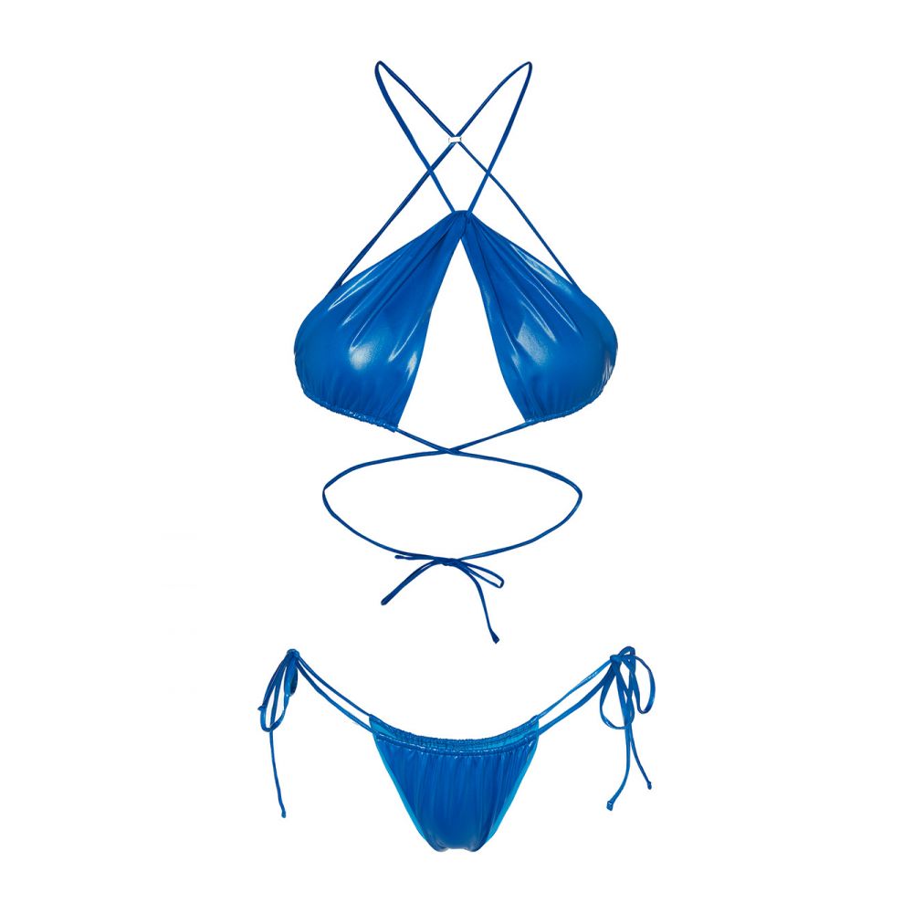 The Attico Beachwear - blue shiny lycra bikini