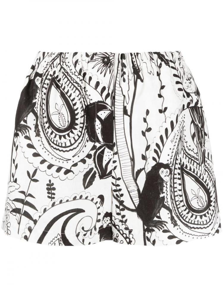 Alanui - paisley-print cotton-linen shorts