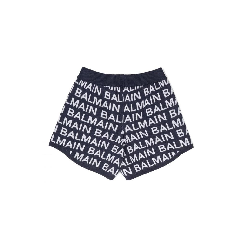 Balmain Kids - intarsia-knit logo shorts