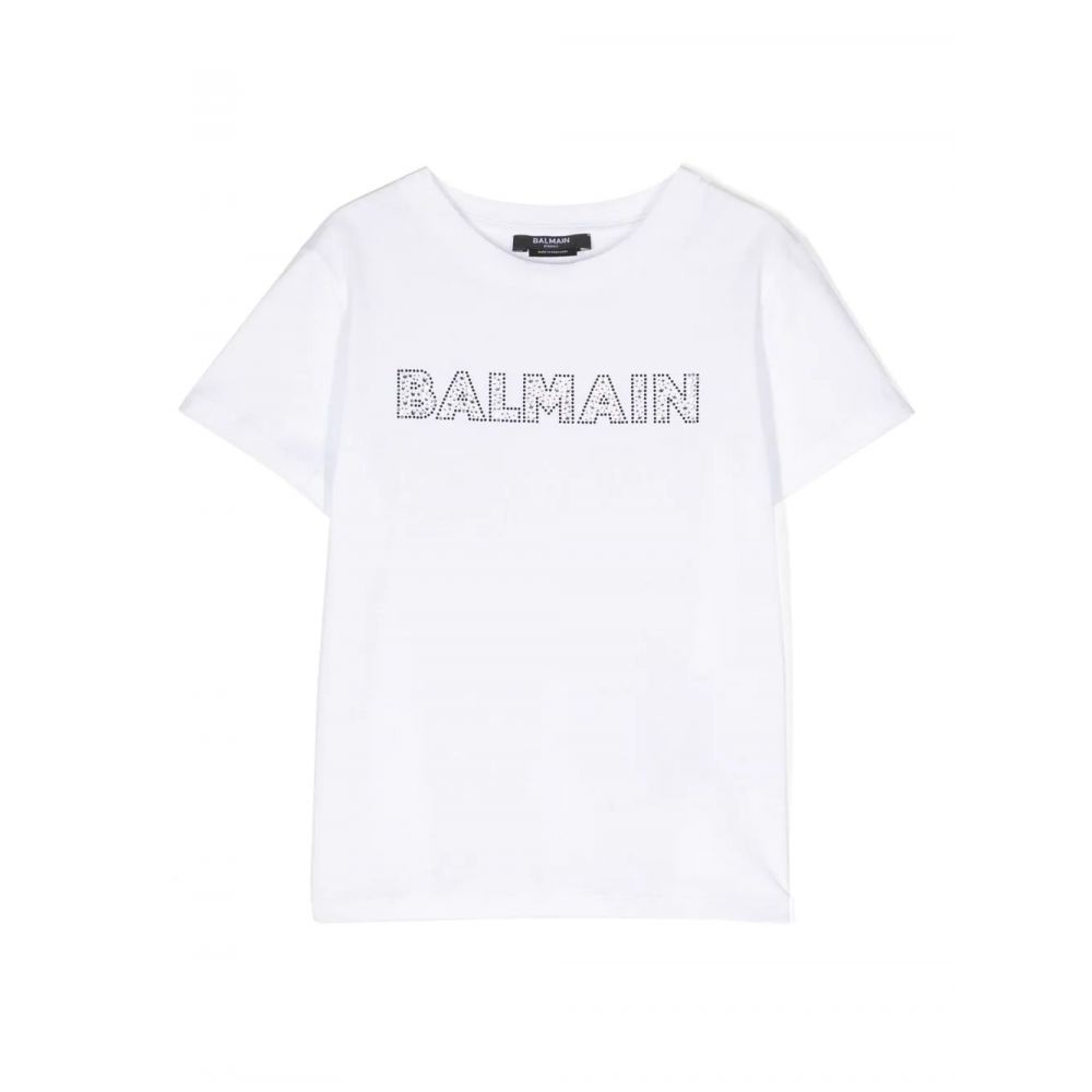 Balmain Kids - Stud-embellished logo cotton T-shirt