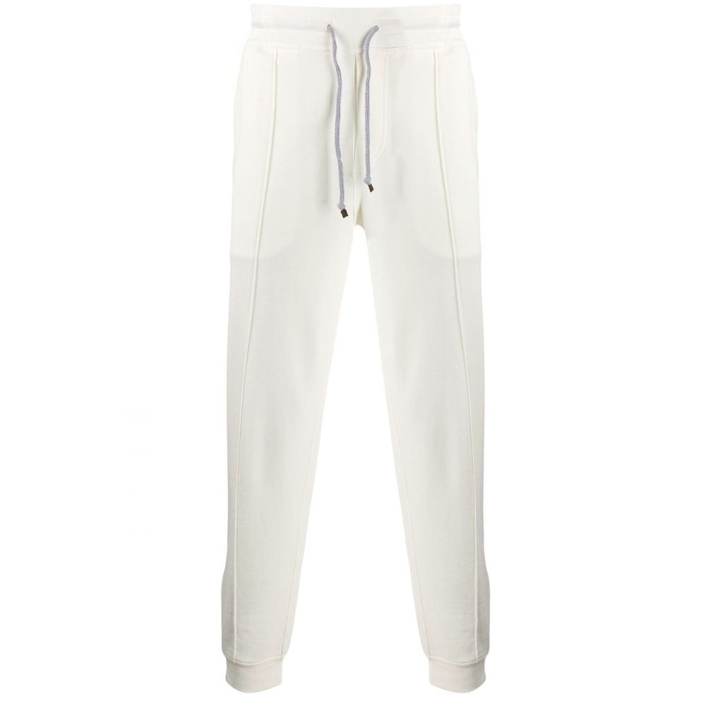 Brunello Cucinelli - White cotton stretch zipped cuffs track pants
