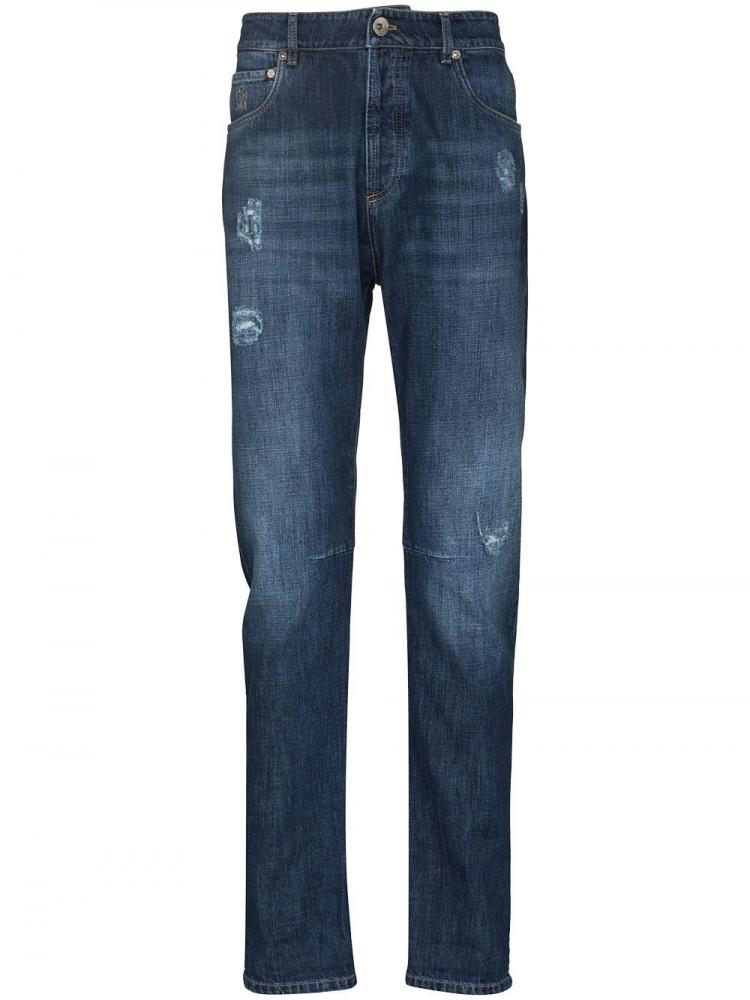 Brunello Cucinelli - distressed-finish straight-leg jeans