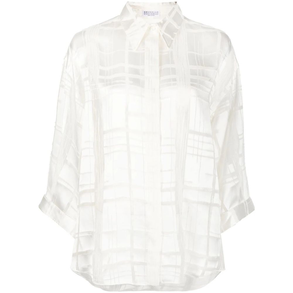 Brunello Cucinelli - panelled semi-sheer shirt