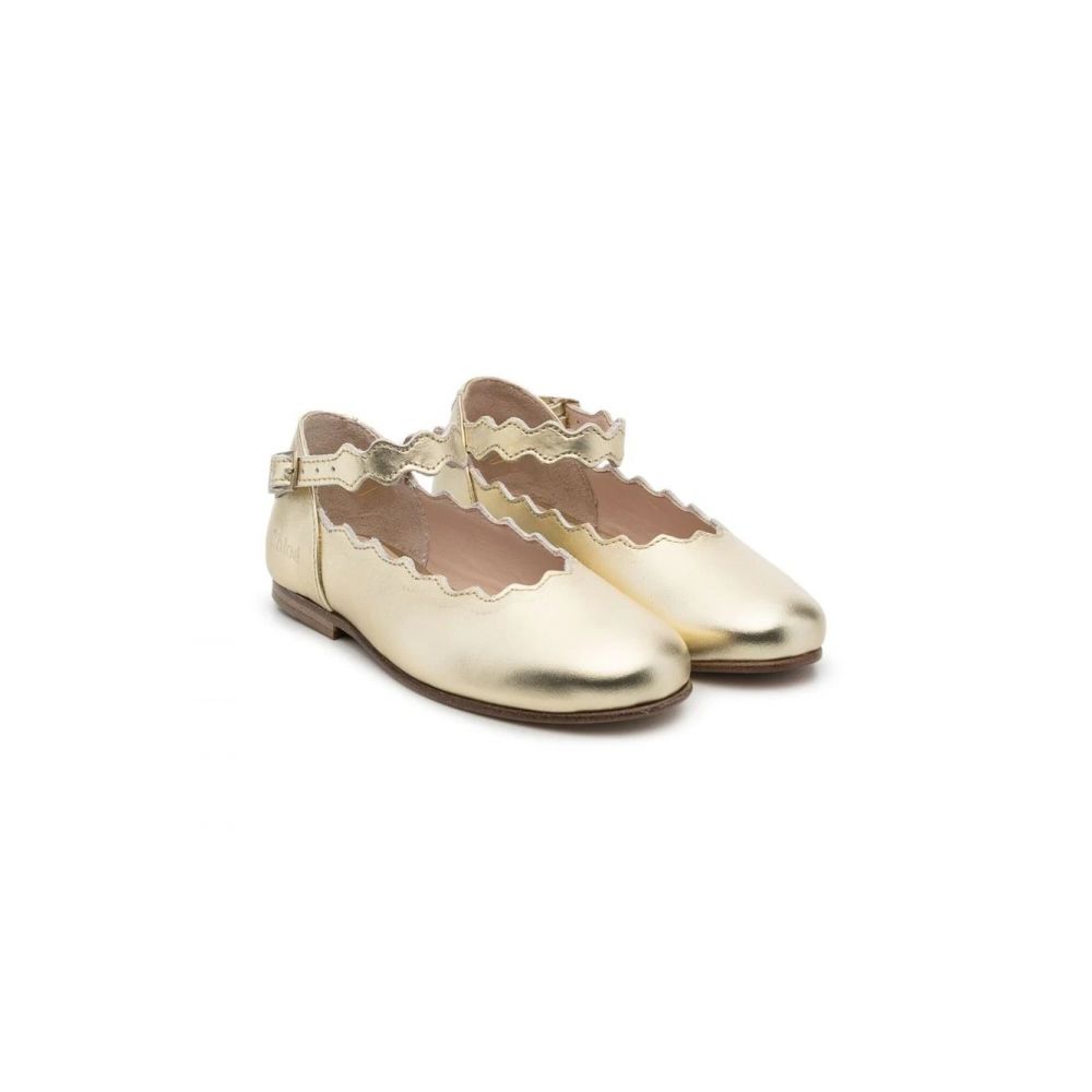 Chloe Kids - metallic scalloped-edge ballerina shoes