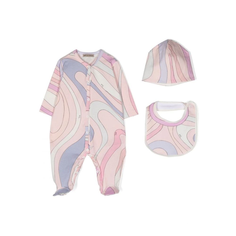 Pucci Kids - swirl-print button-up babygrow set