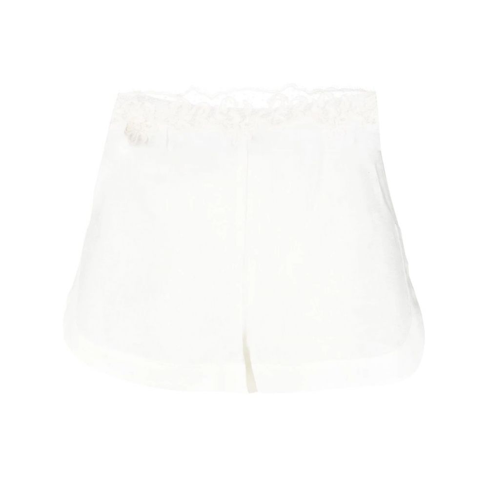 Ermanno Scervino Beachwear - lace-detail linen mini shorts