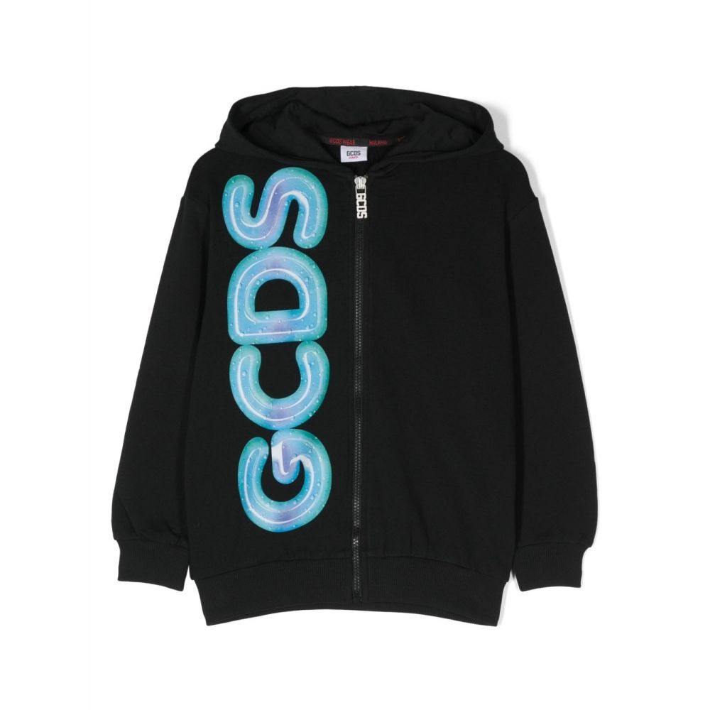 GCDS Kids - logo-print zip-up hoodie