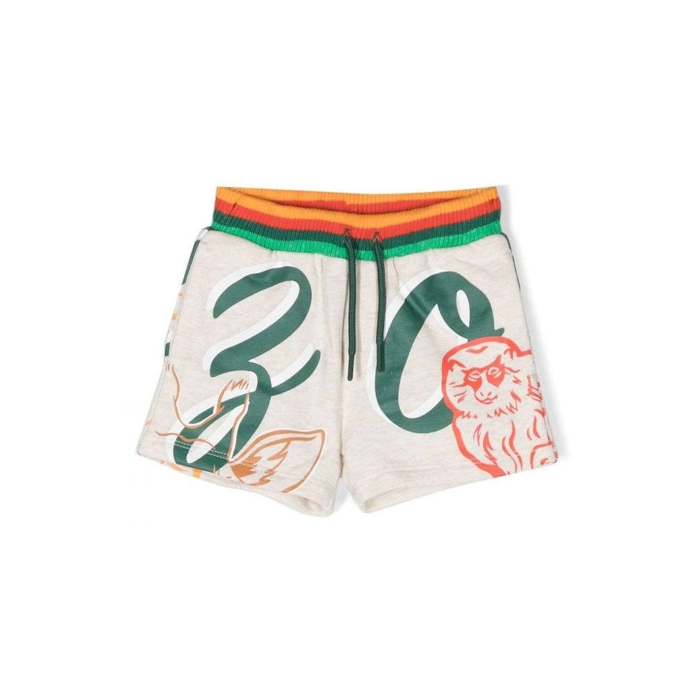 Kenzo Kids - animal-print drawstring shorts