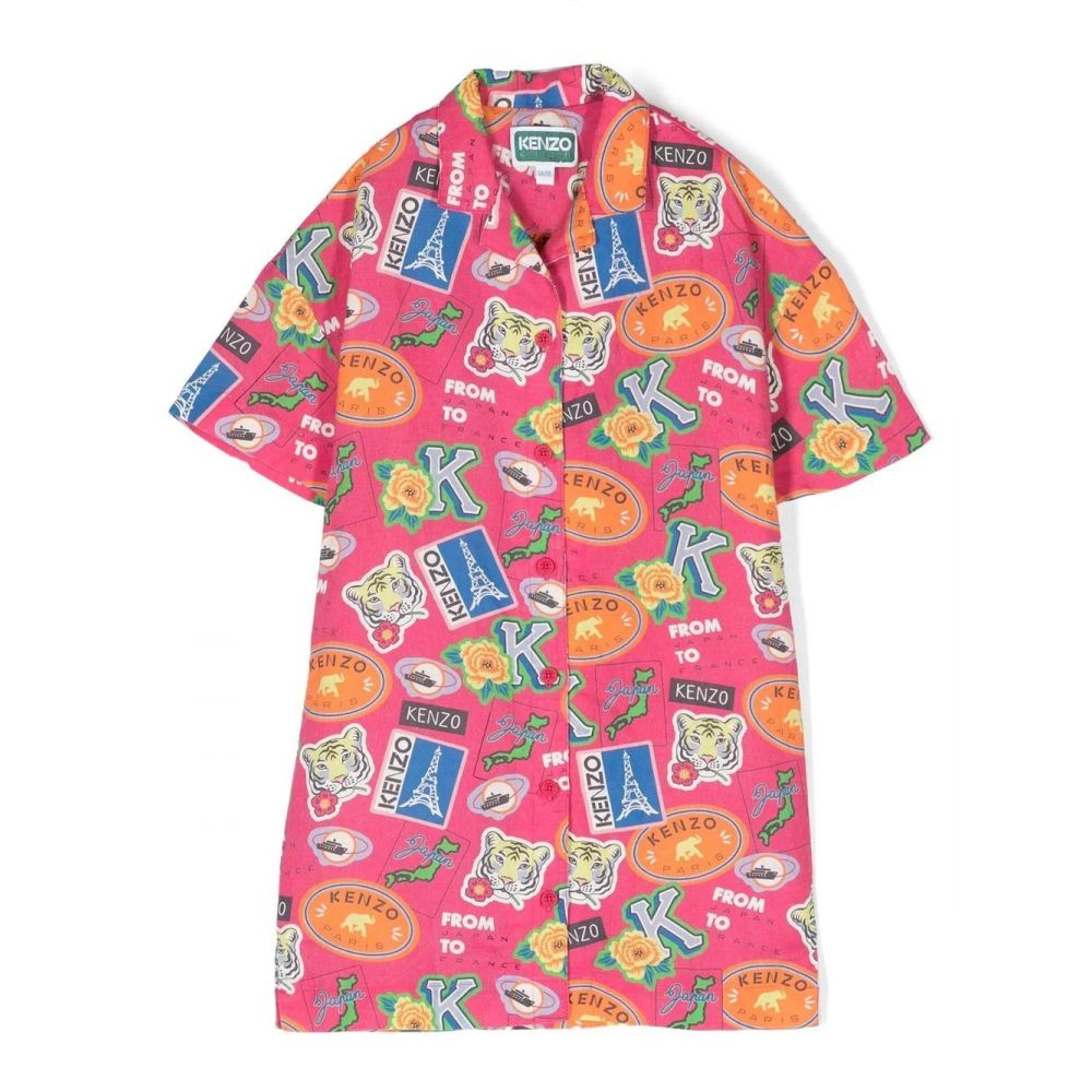 Kenzo Kids - all-over logo-print shirt dress