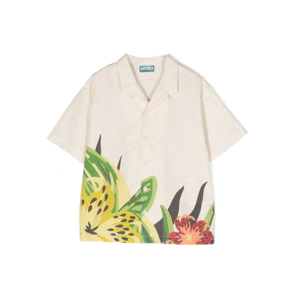 Kenzo Kids - tropical-print cotton shirt