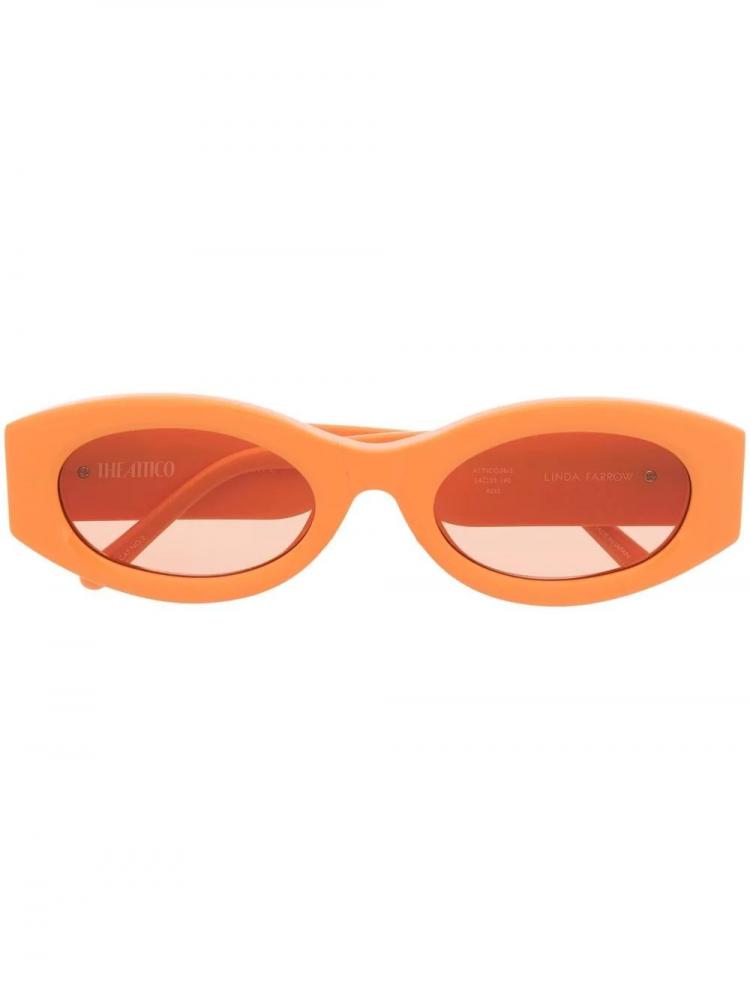 Linda Farrow - logo-plaque rectangle-frame sunglasses