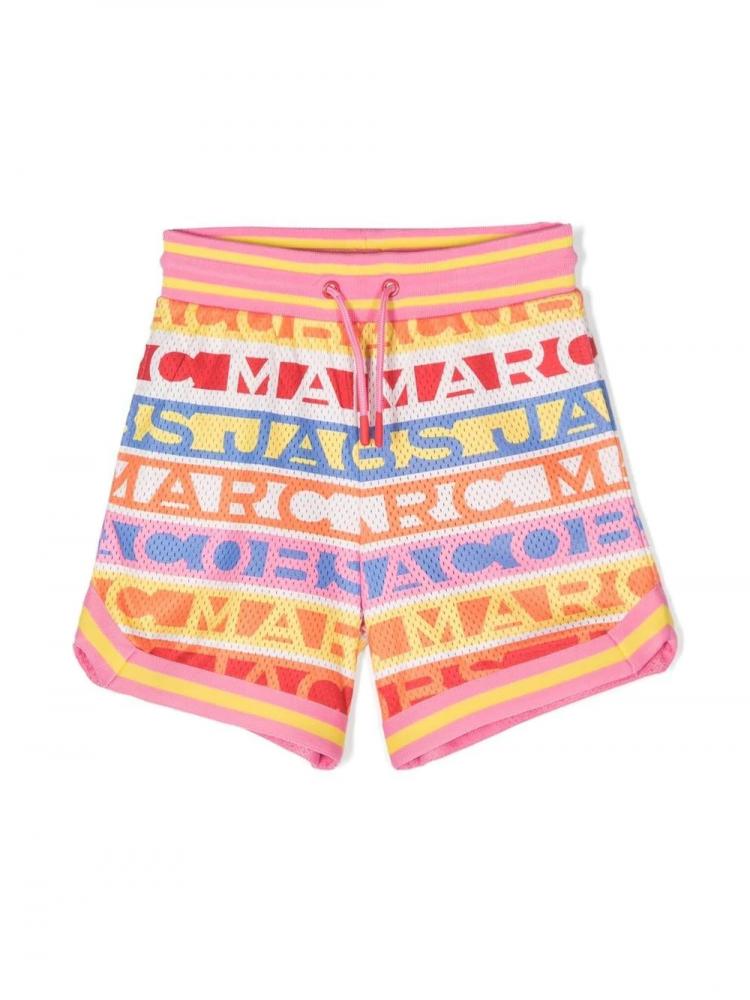 Marc Jacobs Kids - logo-stripe perforated shorts