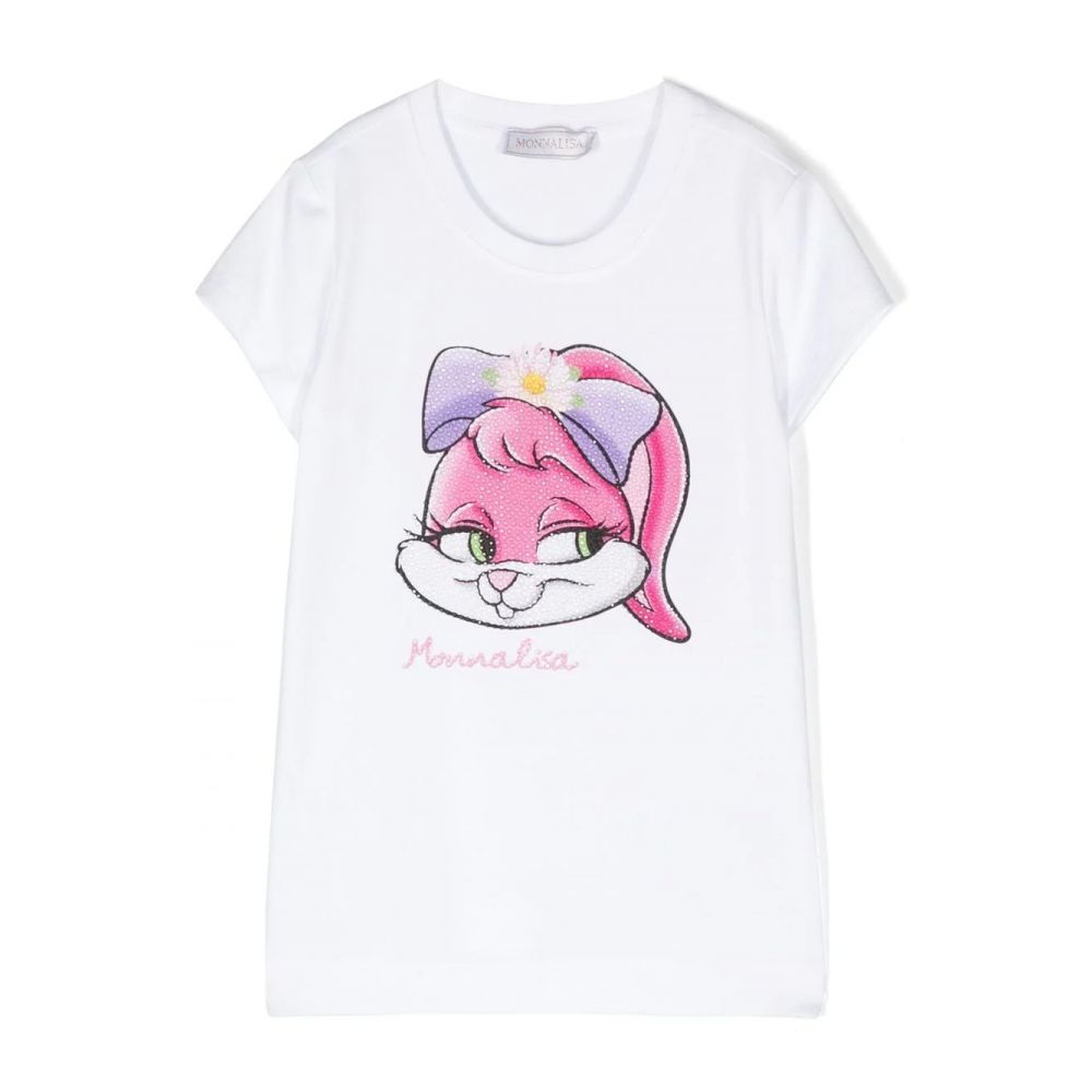 Monnalisa - bunny-print stretch-cotton T-shirt