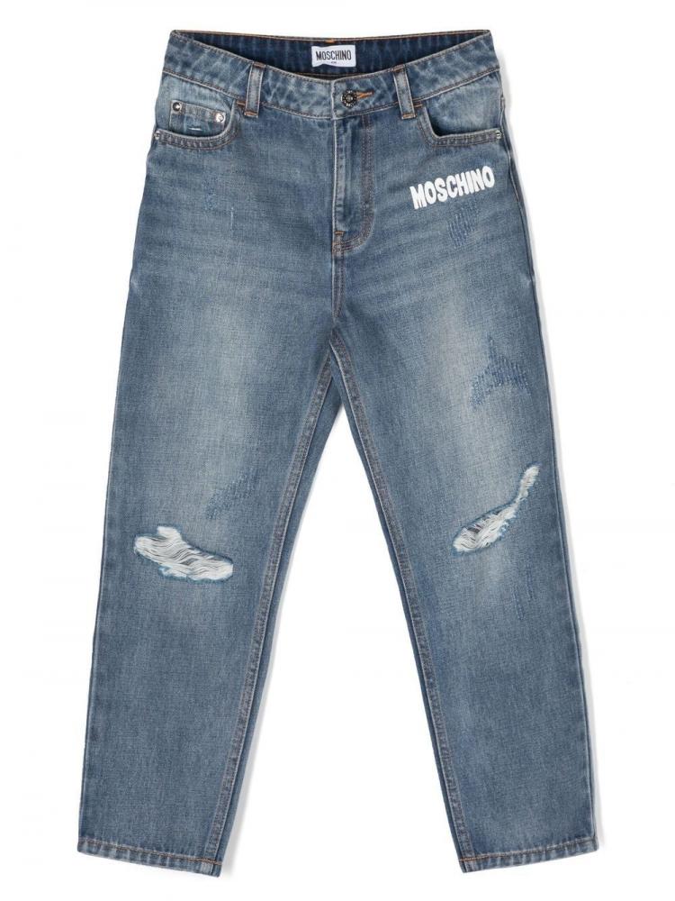 Moschino Kids - logo-print straight jeans