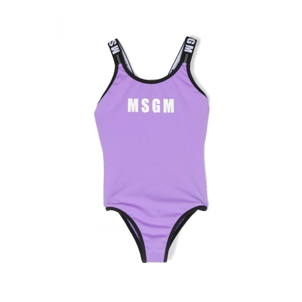 MSGM Kids - logo-print strap swimsuit