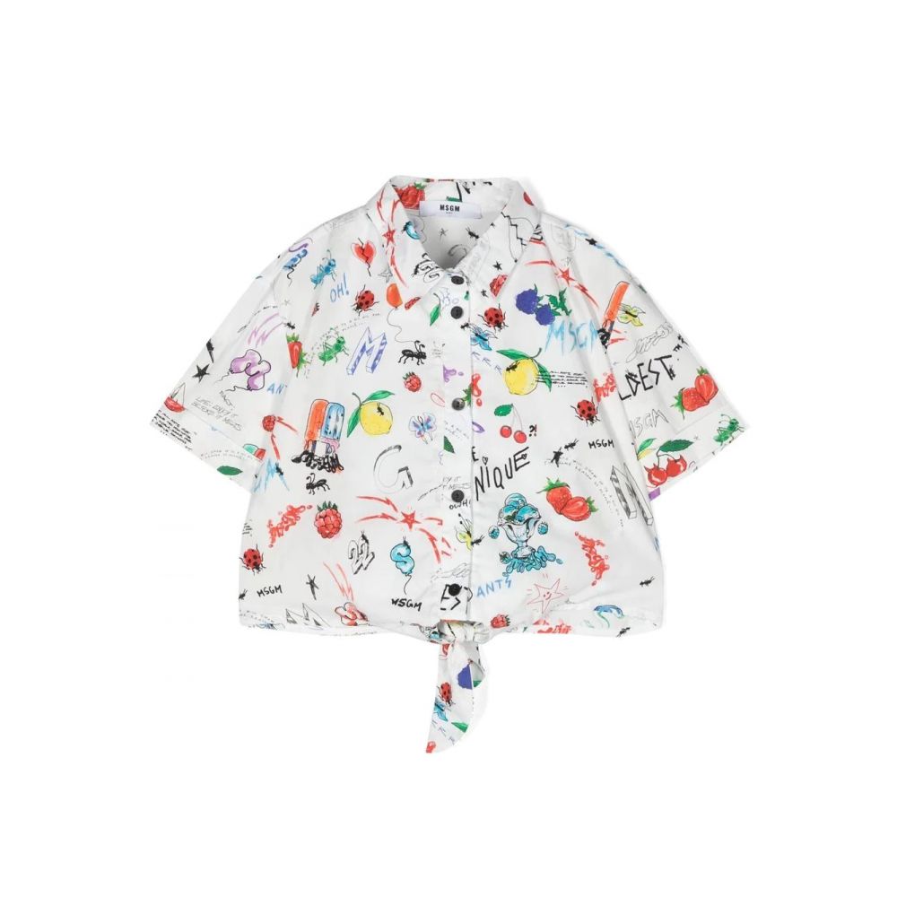 MSGM Kids - graphic-print cropped blouse