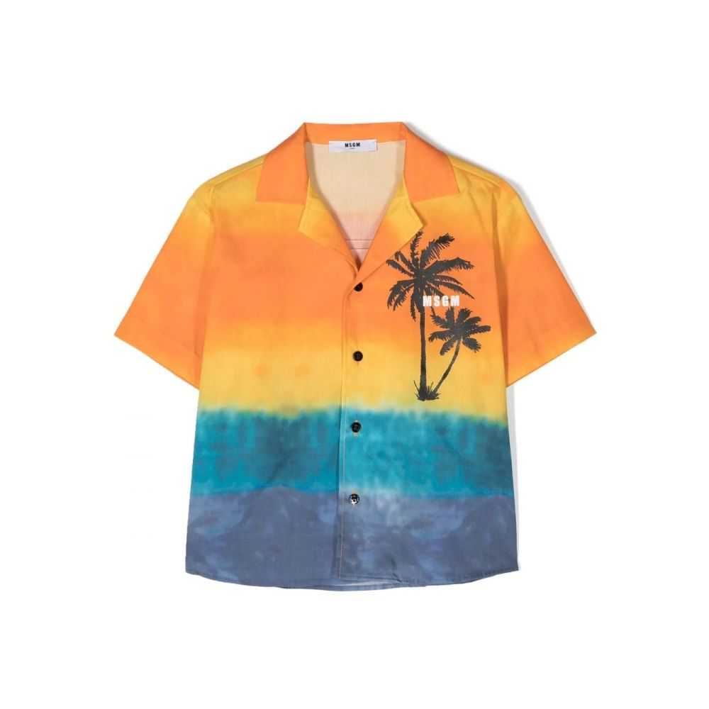 MSGM Kids - palm-tree cotton shirt